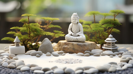 Spokojny Budda: Mała Statuetka Spokoju, AI Generative - obrazy, fototapety, plakaty