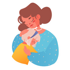 Mom hugs her daughter. Care for child, support in difficult minutes or on contrary happy embrace, when you want to share joy together. Happy Childhood, theme of psychology, parenting and relationships