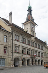 Fototapeta premium Building and street at city of Lausanne, Switzerland