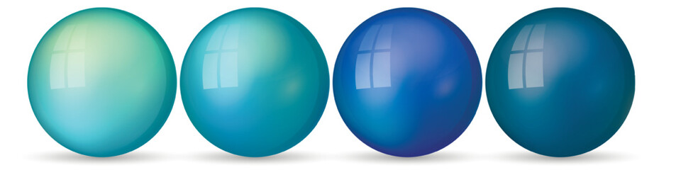 Set with glass colorful balls. Glossy realistic ball, 3D abstract vector illustration highlighted on a white background. Big metal bubble with shadow