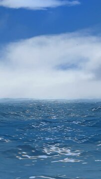 Blue Ocean View with Clouds on the Horizon vertical video