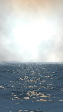 Blue Ocean View with Clouds on the Horizon vertical video