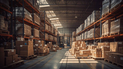 Warehouse with many boxes