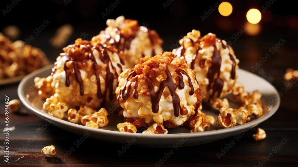 Poster a creative twist on the classic, these popcorn balls feature a fusion of sweet and savory flavors, t