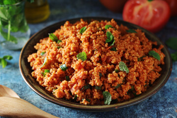 A traditional Turkish bulgur salad - Kisir	
