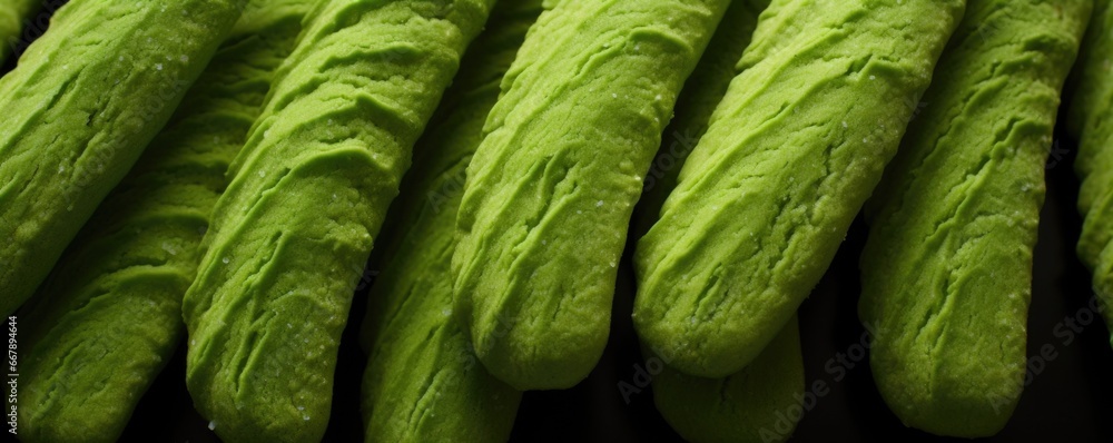 Poster a macro shot showcases the intricate texture of witch finger cookies. the surface of each cookie is 