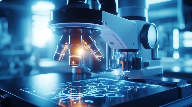 Scientific microscope in the fantasy chemistry laboratory