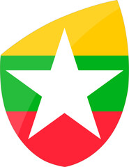 Myanmar flag in rugby icon style