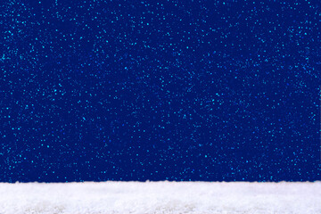 Winter Christmas background with white falling Snow .