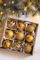 Christmas ornaments on the wooden background - 667896825