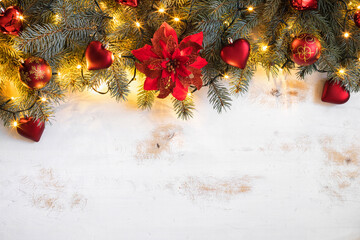 Christmas decoration on the wooden background	 - 667896826
