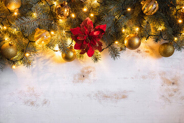 Christmas decoration on the wooden background	 - 667896864