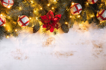 Christmas decoration on the wooden background	 - 667896884