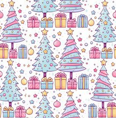 modern seamless Christmas pattern on a white background