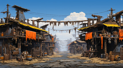 Fototapeta premium post apocalyptic village, videogames