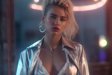 90s, hipsters Memphis style, 1990s, Retro music party, Funky, retrowave, cassette time, tape recorder neon, Fashion street style, bright looks, imported clothing, evocative style.