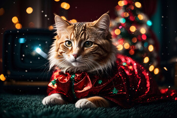 cat in christmas outfit