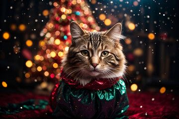 cat in christmas outfit