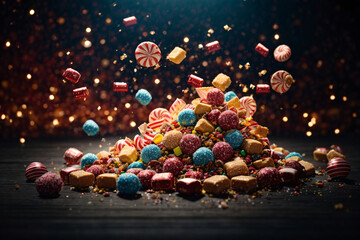 christmas candies dynamic scene, commercial