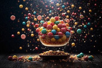 christmas candies dynamic scene, commercial