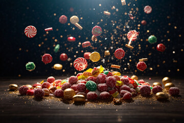 christmas candies dynamic scene, commercial