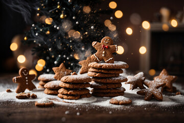 christmas gingerbread cookies - obrazy, fototapety, plakaty