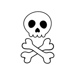 skull crossbones minimalist vector line icon. Isolated vector illustration. Cute skull icon