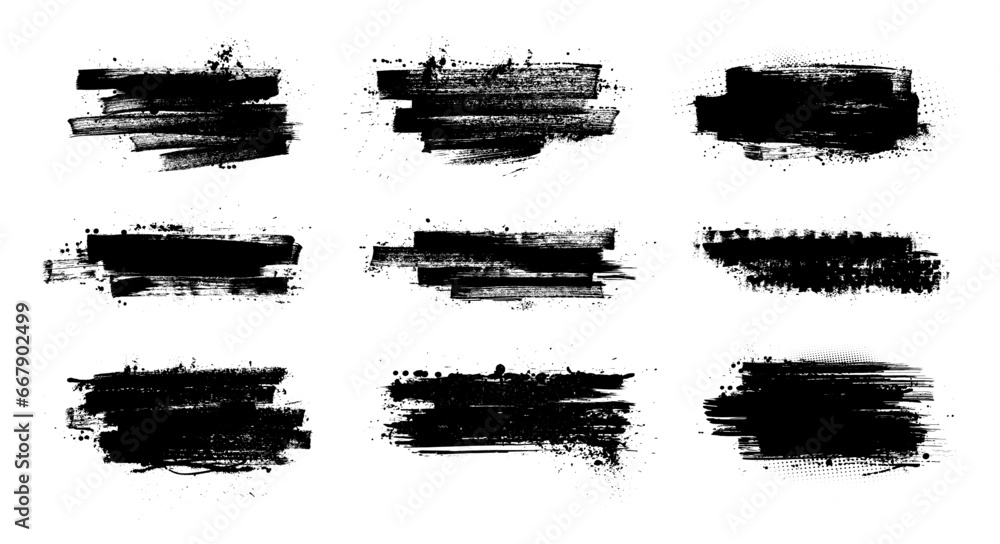 Poster beautiful artistic texture of ink brush strokes fpr text, callouts. black dried paint splattered in 