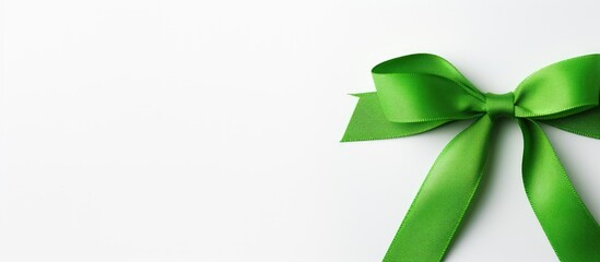 White background with green handmade awareness paper ribbon