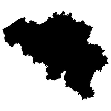 Belgium map. Map of Belgium in details in black