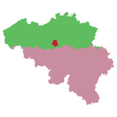 Belgium map with main regions. Map of Belgium