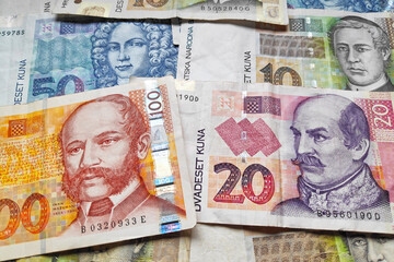 Stack of Croatian Kuna banknotes