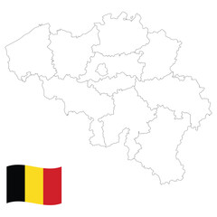 Map of Belgium with Belgium flag