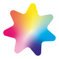 Gradient star. Decorative rainbow background, card, sticker.