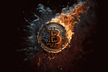 Bitcoin on fire material