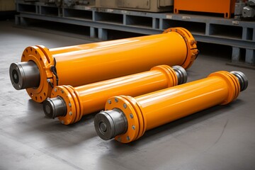 Hydraulic cylinders for powerful driving and force. Generative AI
