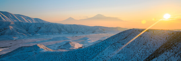 Fototapeta premium Ararat mountain at the sunset