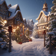 Fototapeta premium North Pole Magic: Santa's Whimsical Village