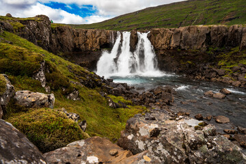 Waterfall near Seidisfjordur in Island