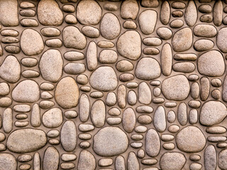 rock wall of natural river stones