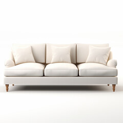 Fototapeta na wymiar 3d rendering of a 3 seater sofa, photorealistic, detailed, white background