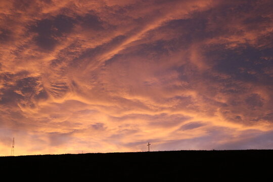 cloud formayion over cross on hill, Mossley Hartshead