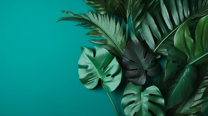 Tropical leaves with copy space. Wallpaper concept. Banner concept