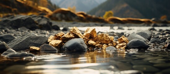Real gold mined from Austrian river - obrazy, fototapety, plakaty