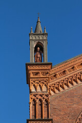 Fototapeta premium Brick Italian Church Facade with Ornaments