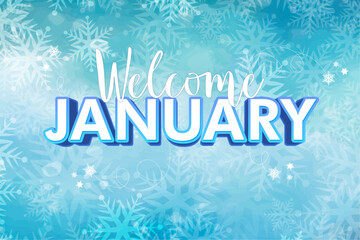 Calendar, january background with snowflakes for cards. Vector illustrator poscard