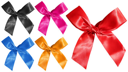 png colorful bow set isolated on transparent background design element 