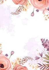 Pink and purple violet modern background invitation template with floral and flower