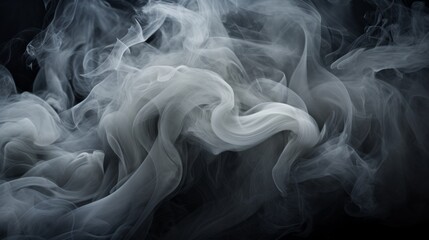 ethereal and dramatic scene of swirling smoke or mist illuminated against a dark background