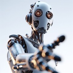 Fototapeta premium Humanoid Robot Android Technology Cyborg Machine Learning Human Like 